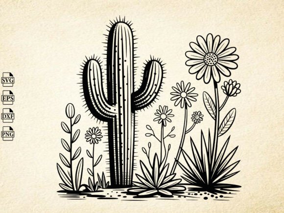 Download Cactus SVG, Hand Drawn Desert Clipart - Hand drawn Collection
